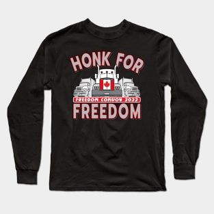 HONK FOR FREEDOM - TRUCKERS FOR FREEDOM CONVOY 2022 - SILVER LETTERS Long Sleeve T-Shirt